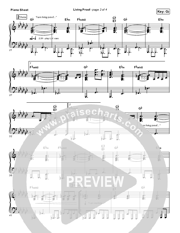 Living Proof Piano Sheet (David & Nicole Binion / Steffany Gretzinger)