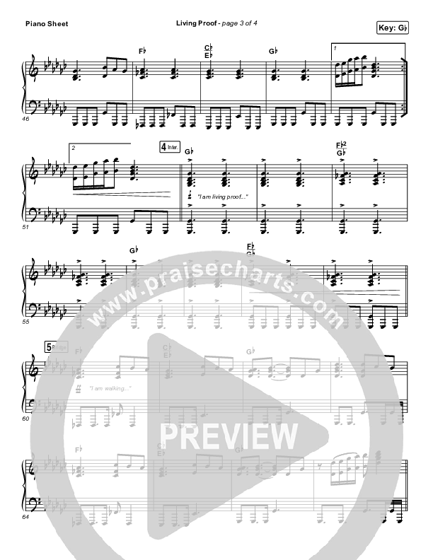 Living Proof Piano Sheet (David & Nicole Binion / Steffany Gretzinger)