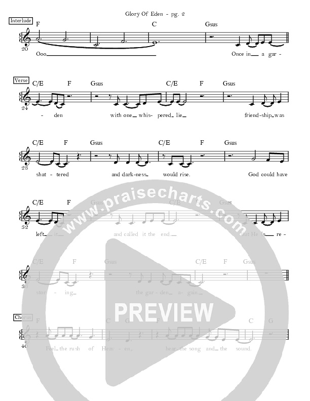 Glory Of Eden Lead Sheet (David & Nicole Binion)