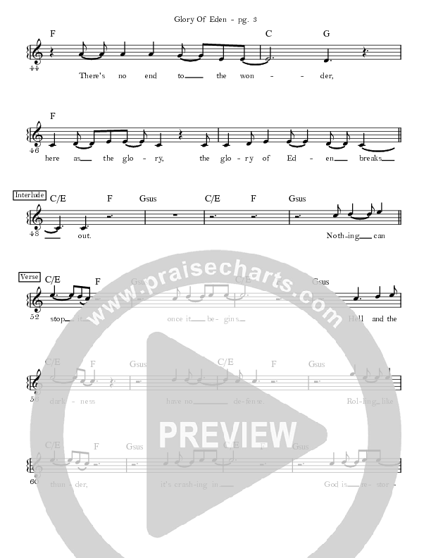 Glory Of Eden Lead Sheet (David & Nicole Binion)