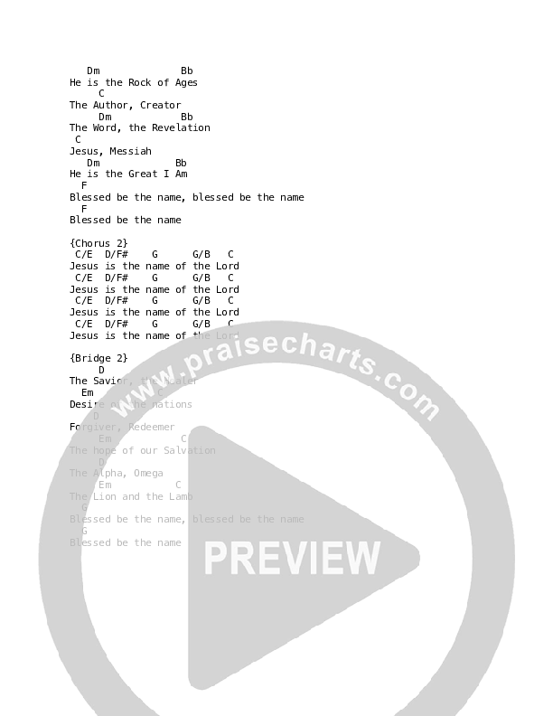 Blessed Be The Name Chord Chart (David & Nicole Binion)