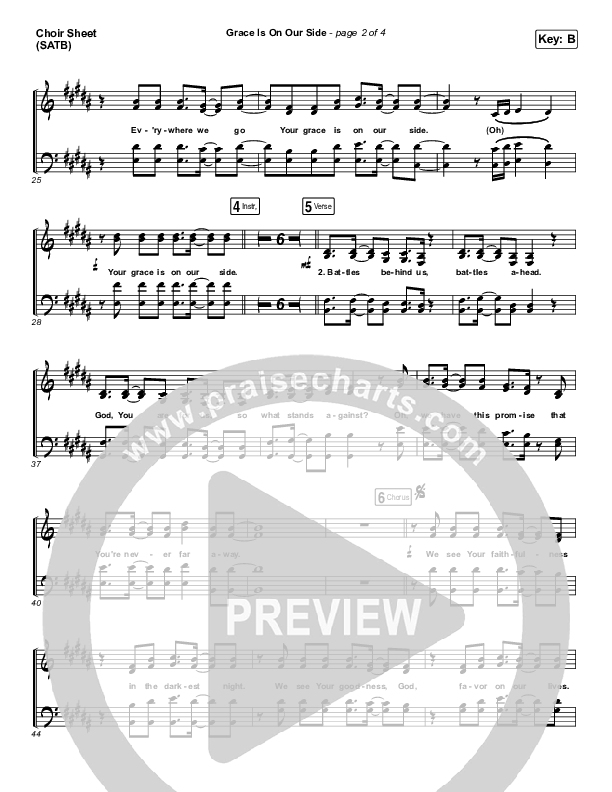 Grace Is On Our Side Choir Sheet (SATB) (Vertical Worship)