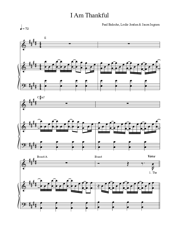 I Am Thankful Piano/Vocal (Paul Baloche / Leslie Jordan)