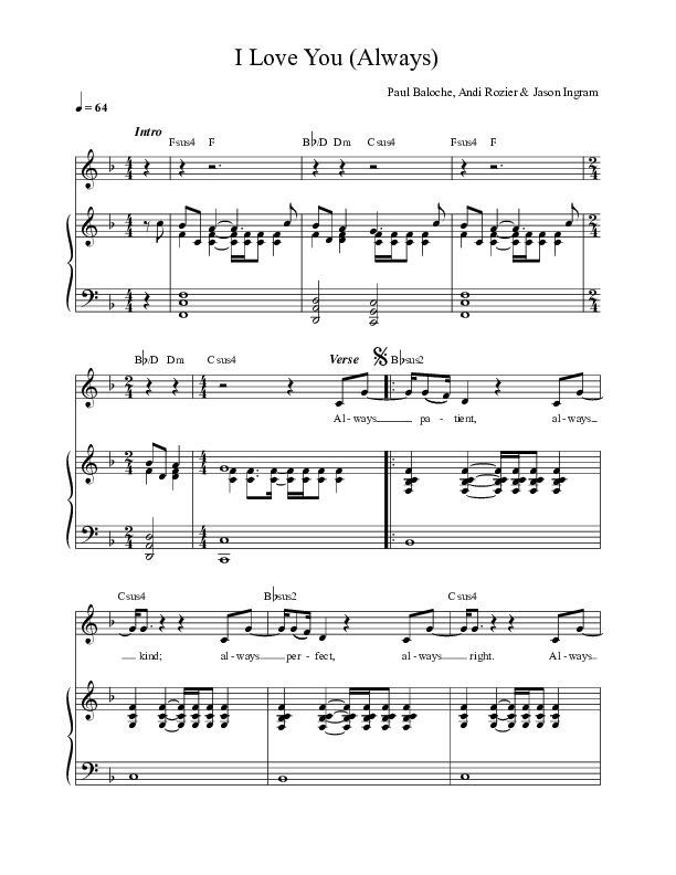 I Love You (Always) Lead & Piano (Paul Baloche)