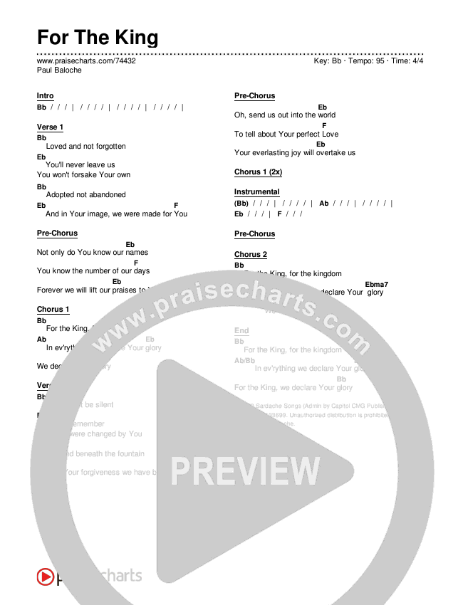 For The King Chords & Lyrics (Paul Baloche)