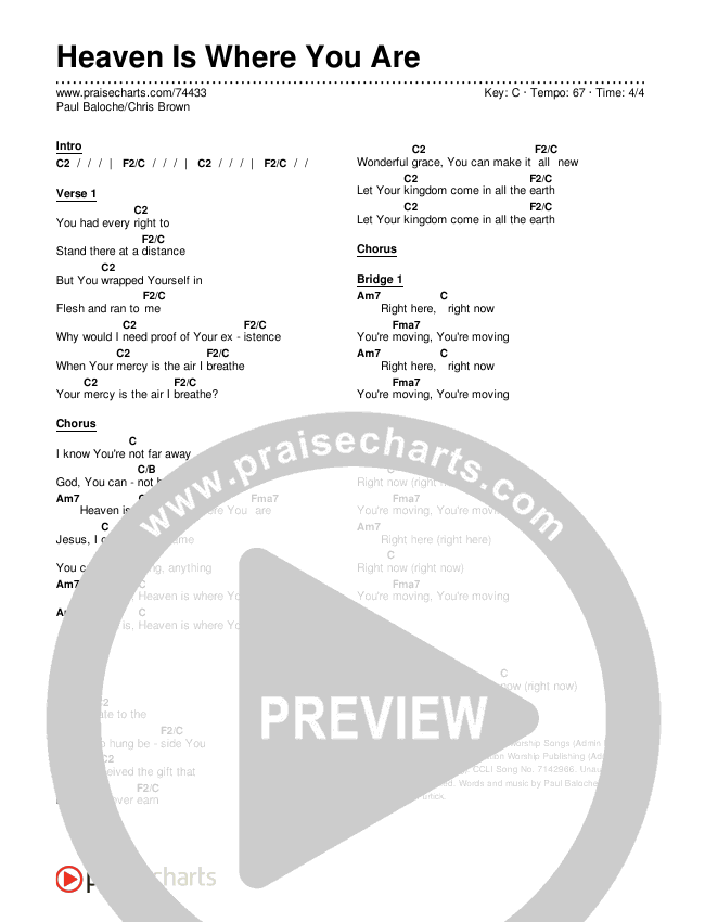 Heaven Is Where You Are Chords & Lyrics (Paul Baloche / Chris Brown)