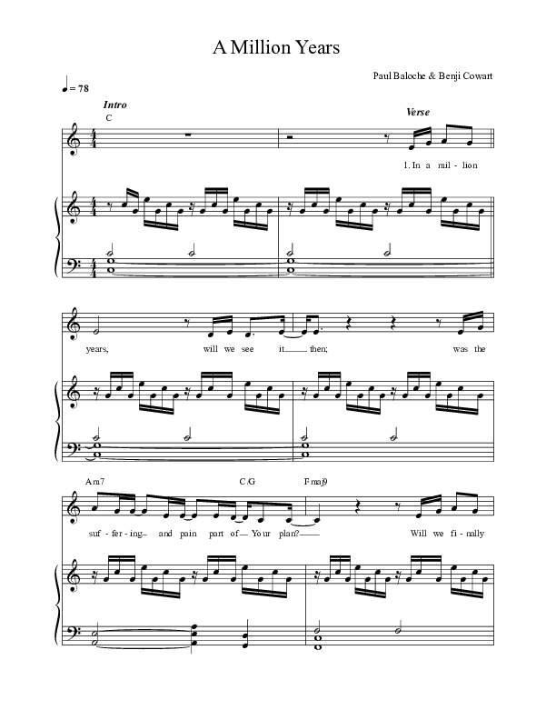 A Million Years Lead & Piano (Paul Baloche)