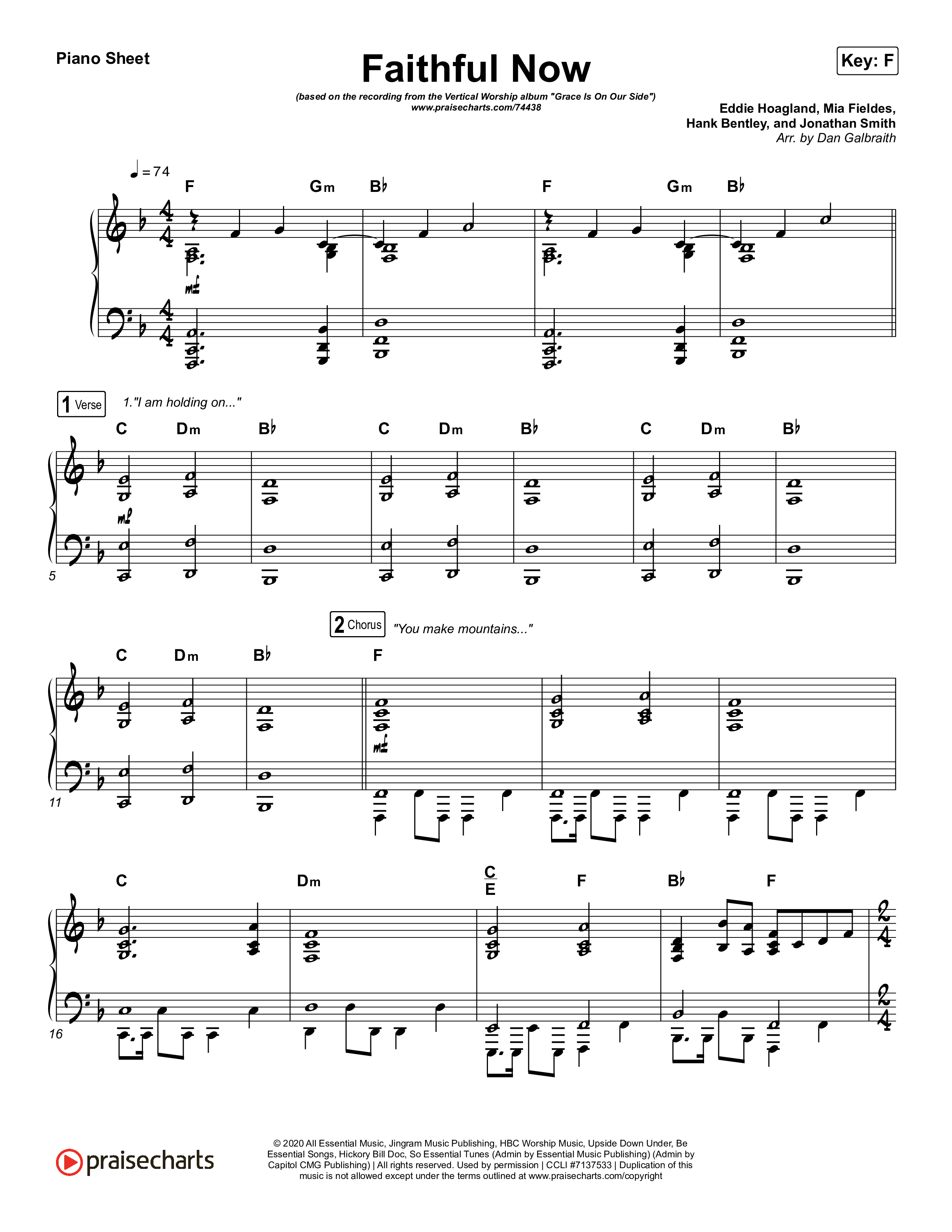 Faithful Now Piano Sheet (Vertical Worship)