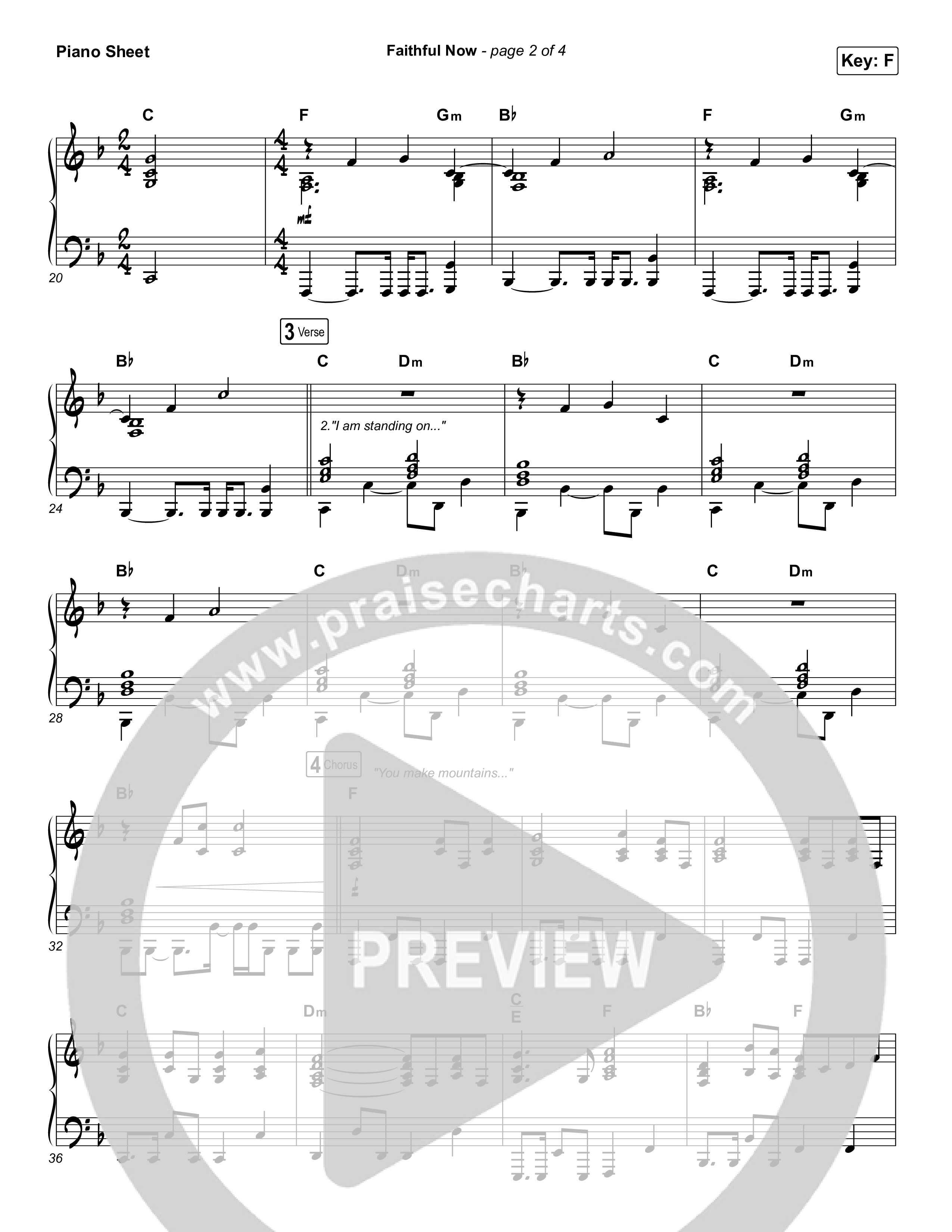 Faithful Now Piano Sheet (Vertical Worship)
