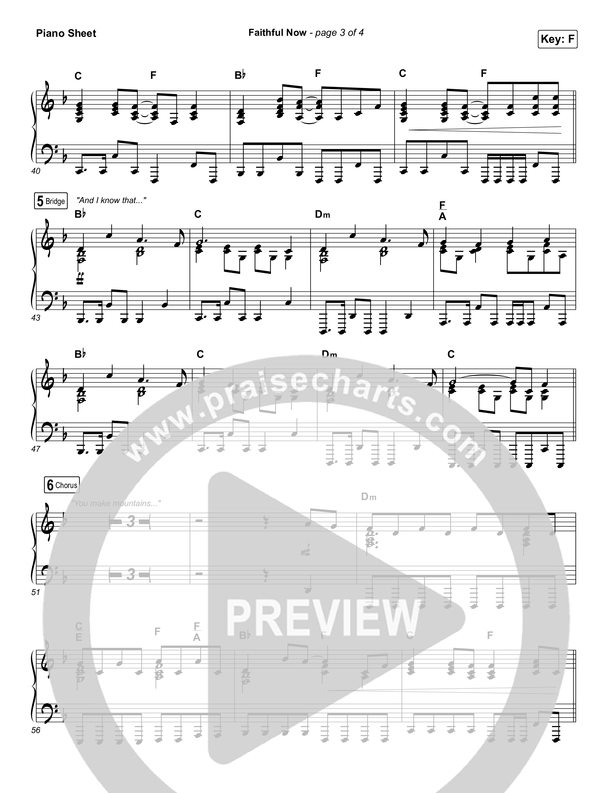Faithful Now Piano Sheet (Vertical Worship)