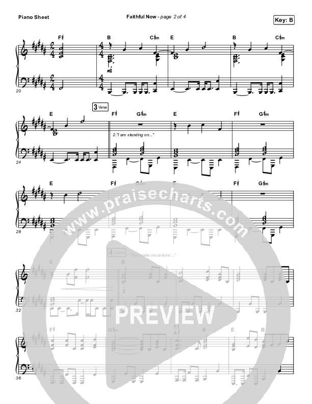Faithful Now Piano Sheet (Vertical Worship)