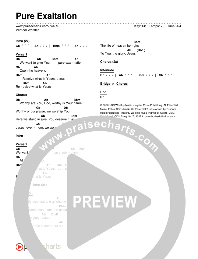 Pure Exaltation Chords & Lyrics (Vertical Worship)
