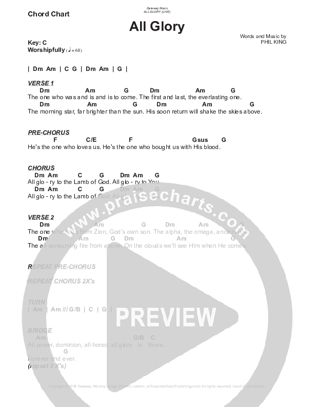 All Glory Chords & Lyrics (Phil King)