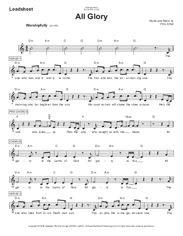 All Glory Lead Sheet (Phil King)