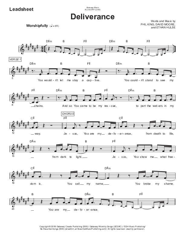 Deliverance Lead Sheet (Phil King / Lauren Mwonga)