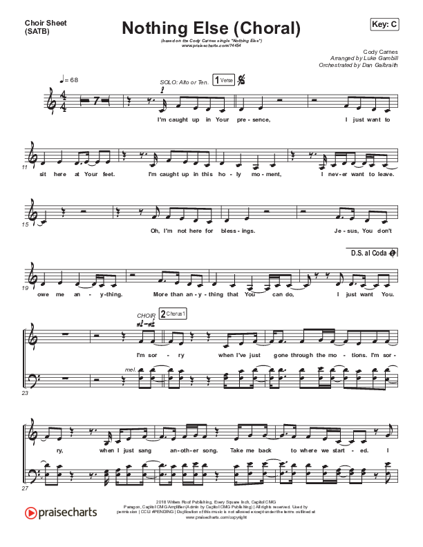 Nothing Else (Choral Anthem SATB) Choir Vocals (SATB) (Cody Carnes / Arr. Luke Gambill)
