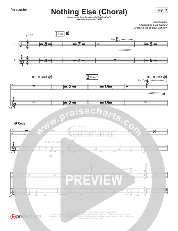 Nothing Else (Choral Anthem SATB) Percussion (Cody Carnes / Arr. Luke Gambill)