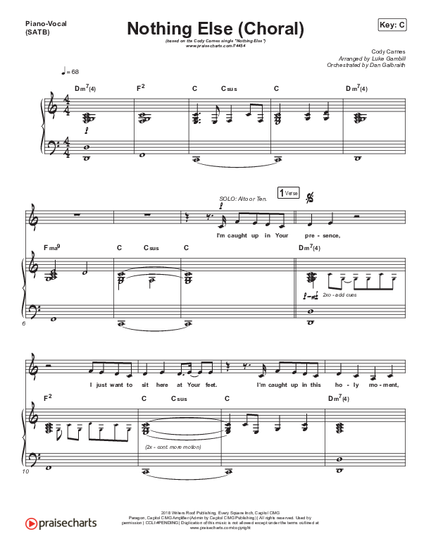 Nothing Else (Choral Anthem SATB) Piano/Vocal Pack (Cody Carnes / Arr. Luke Gambill)