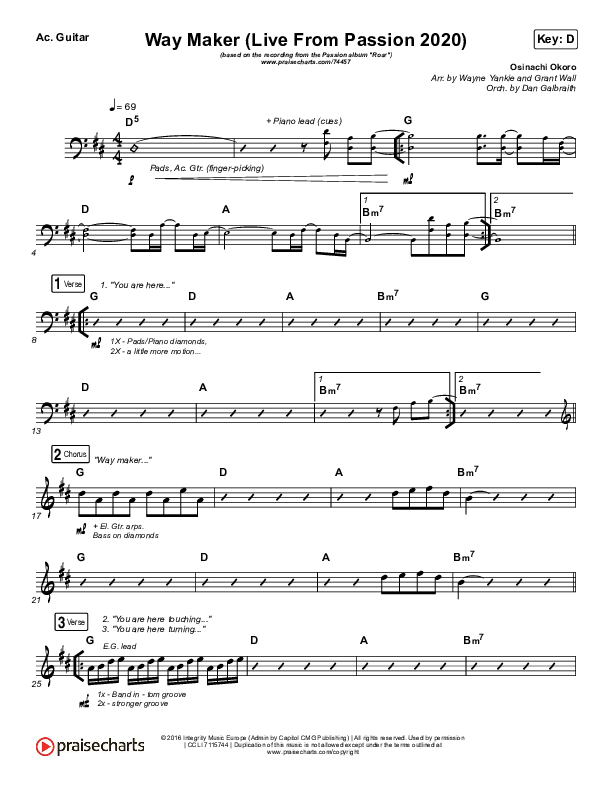 Way Maker (Live From Passion 2020) Acoustic Guitar (Passion / Kristian Stanfill / Cody Carnes / Kari Jobe)