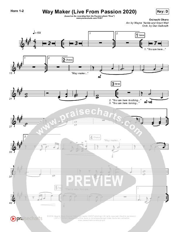 Way Maker (Live From Passion 2020) Brass Pack (Passion / Kristian Stanfill / Cody Carnes / Kari Jobe)