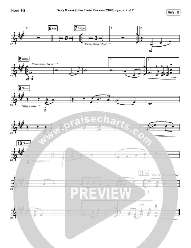 Way Maker (Live From Passion 2020) Brass Pack (Passion / Kristian Stanfill / Cody Carnes / Kari Jobe)