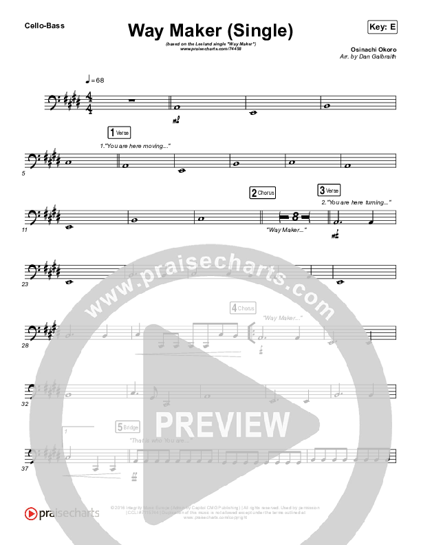 Way Maker (Single) Cello/Bass (Leeland)