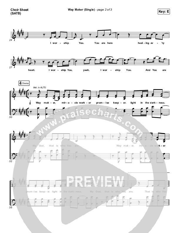 Way Maker (Single) Choir Sheet (SATB) (Leeland)