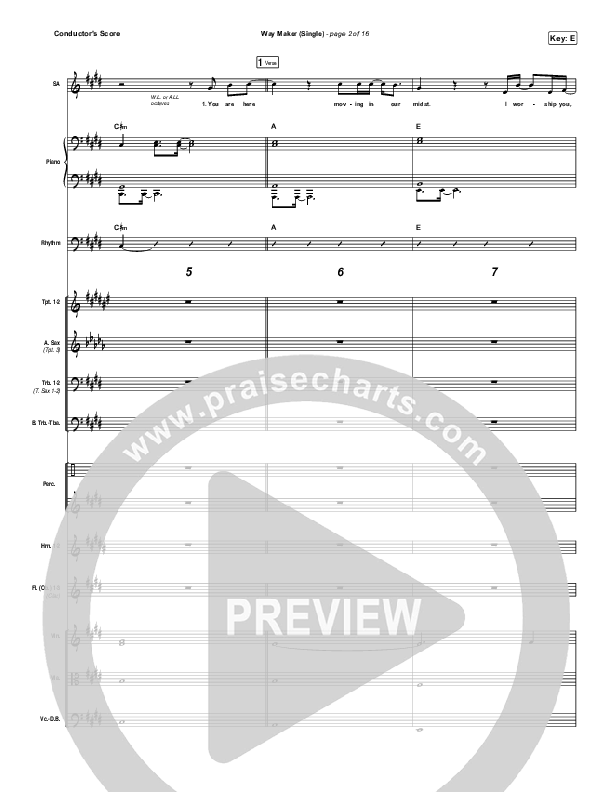 Way Maker (Single) Conductor's Score (Leeland)