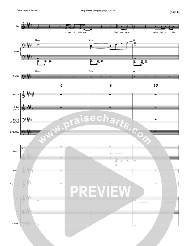 Way Maker (Single) Conductor's Score (Leeland)