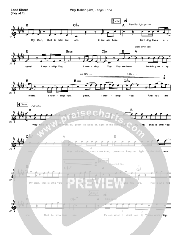 Way Maker (Single) Lead Sheet (Melody) (Leeland)