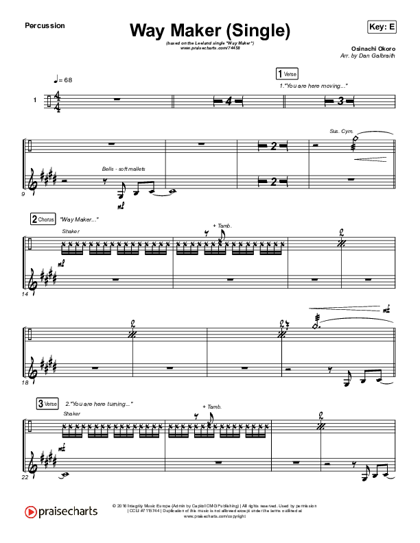 Way Maker (Single) Percussion (Leeland)