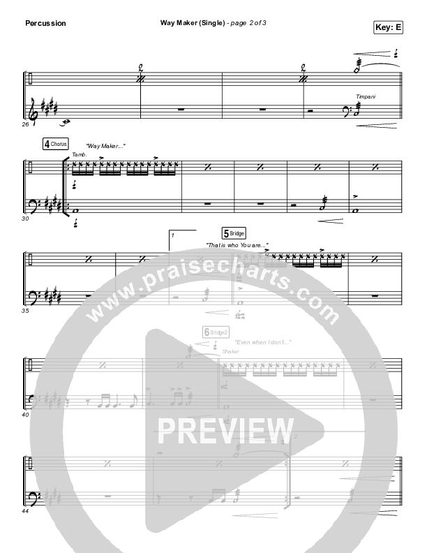 Way Maker (Single) Percussion (Leeland)