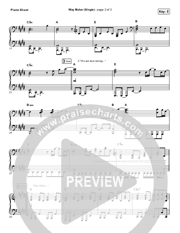 Way Maker (Single) Piano Sheet (Leeland)