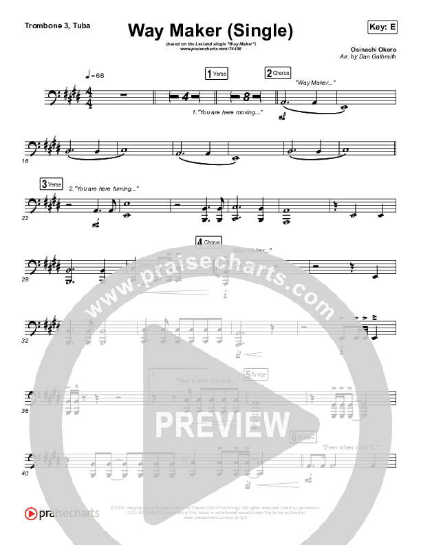 Way Maker (Single) Trombone 3/Tuba (Leeland)