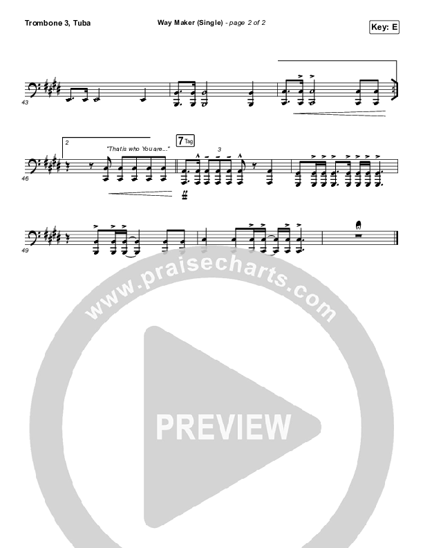Way Maker (Single) Trombone 3/Tuba (Leeland)