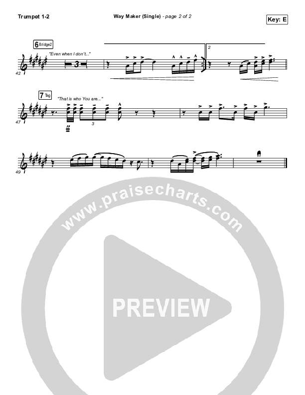 Way Maker (Single) Trumpet 1,2 (Leeland)