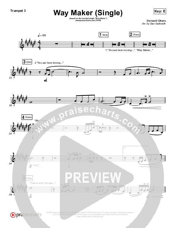 Way Maker (Single) Trumpet 3 (Leeland)