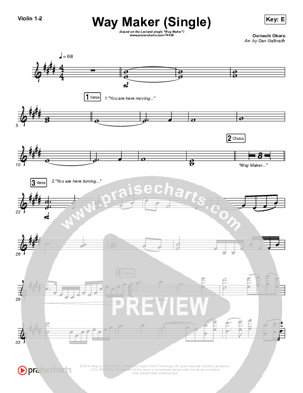 Way Maker (Single) Violin 1/2 (Leeland)