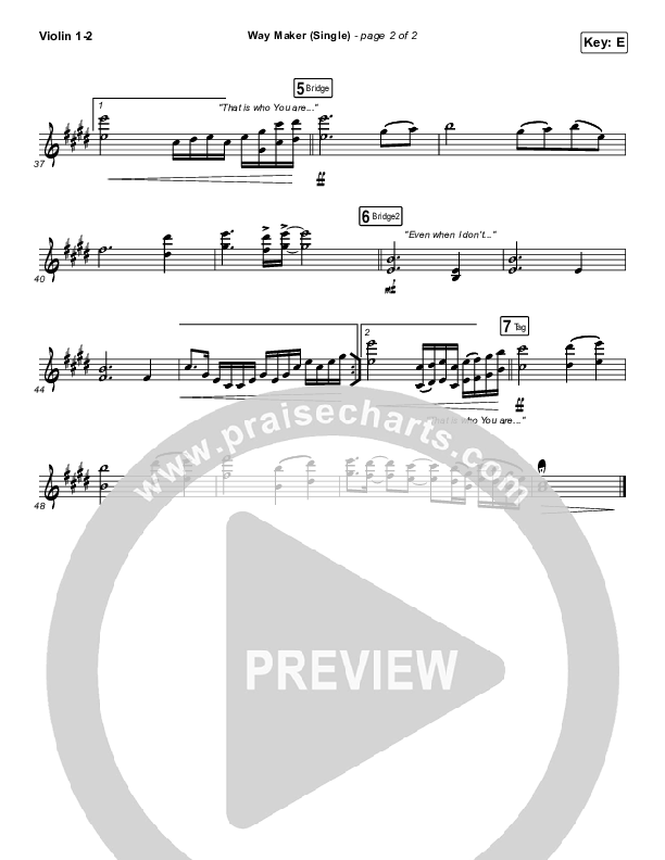 Way Maker (Single) Violin 1/2 (Leeland)