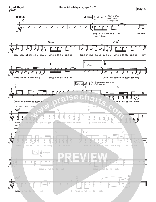 Raise A Hallelujah (Live From Passion 2020) Lead Sheet (SAT) (Passion / Brett Younker)