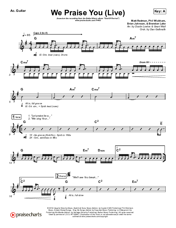 We Praise You (Live) Acoustic Guitar (Bethel Music / Brandon Lake)