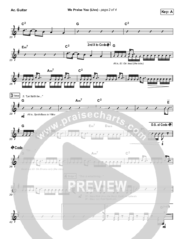 We Praise You (Live) Acoustic Guitar (Bethel Music / Brandon Lake)