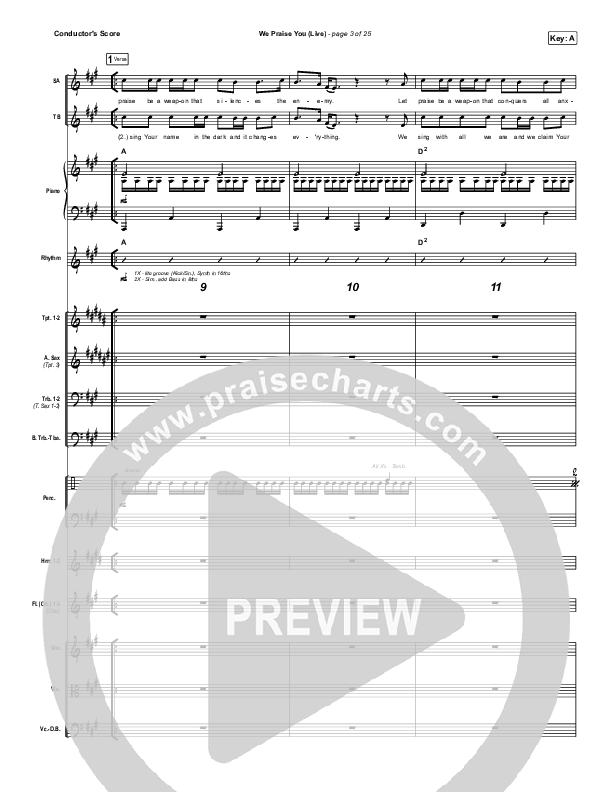 We Praise You (Live) Conductor's Score (Bethel Music / Brandon Lake)