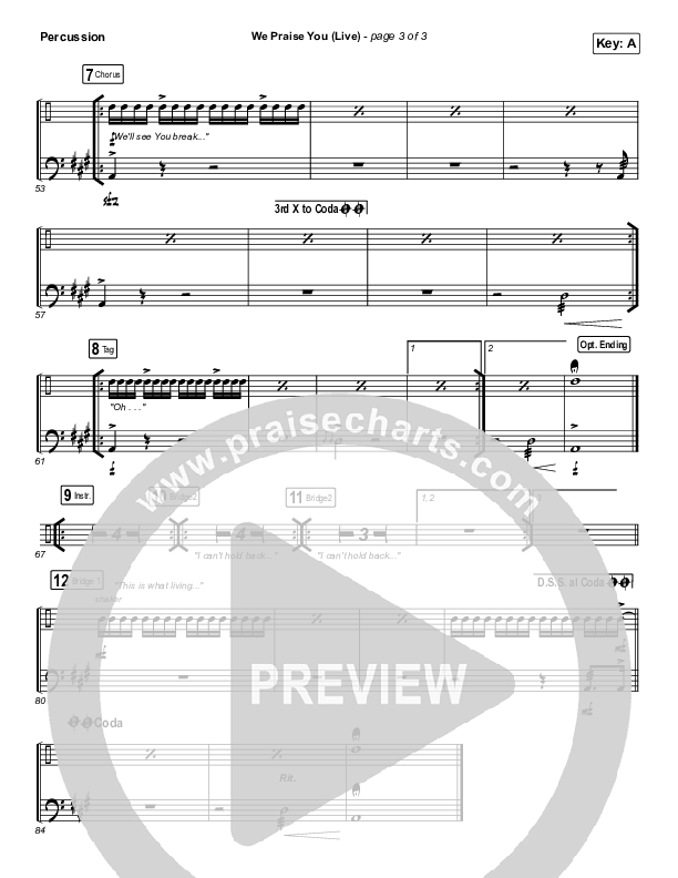 We Praise You (Live) Percussion (Bethel Music / Brandon Lake)