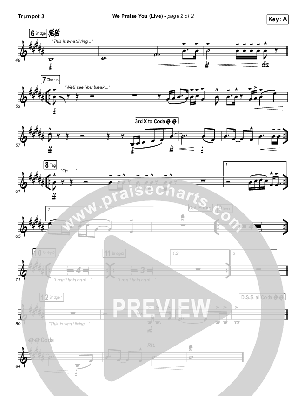 We Praise You (Live) Trumpet 3 (Bethel Music / Brandon Lake)