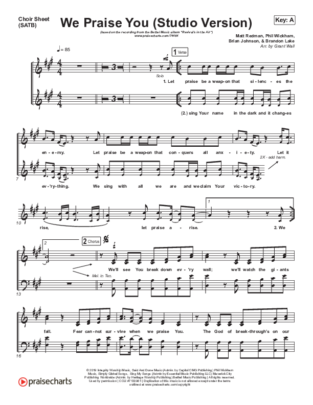 We Praise You (Studio) Choir Vocals (SATB) (Bethel Music / Brandon Lake)