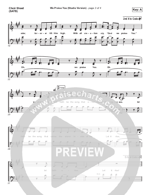 We Praise You (Studio) Choir Vocals (SATB) (Bethel Music / Brandon Lake)