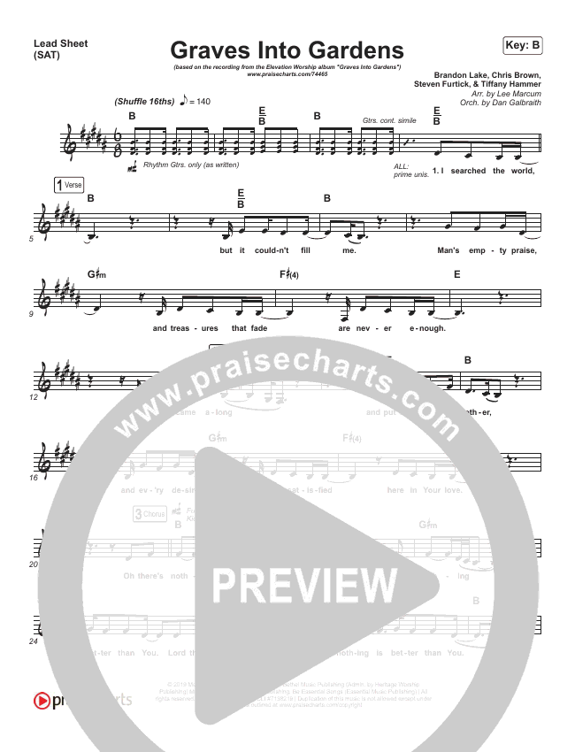 Graves Into Gardens (Live) Sheet Music (Elevation Worship / Brandon