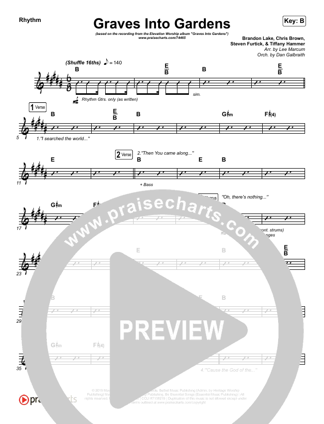 Graves Into Gardens (Live) Sheet Music (Elevation Worship / Brandon