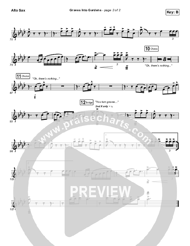 Graves Into Gardens (Live) Alto Sax (Elevation Worship / Brandon Lake)